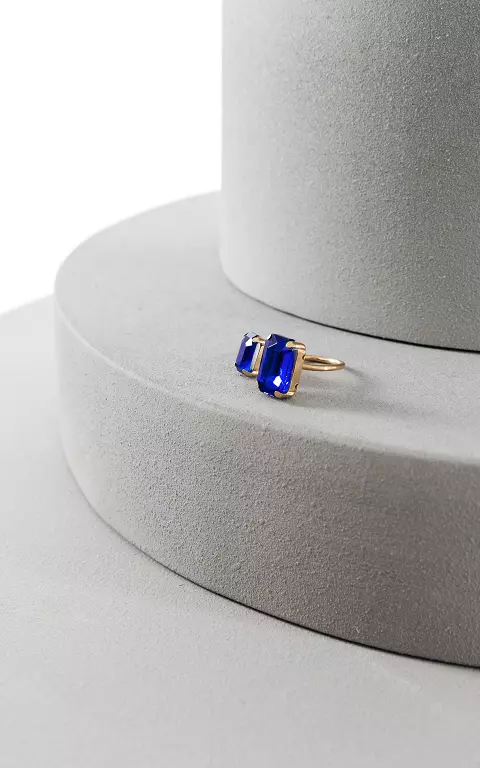 Stainless steel adjustable ring cobalt blue