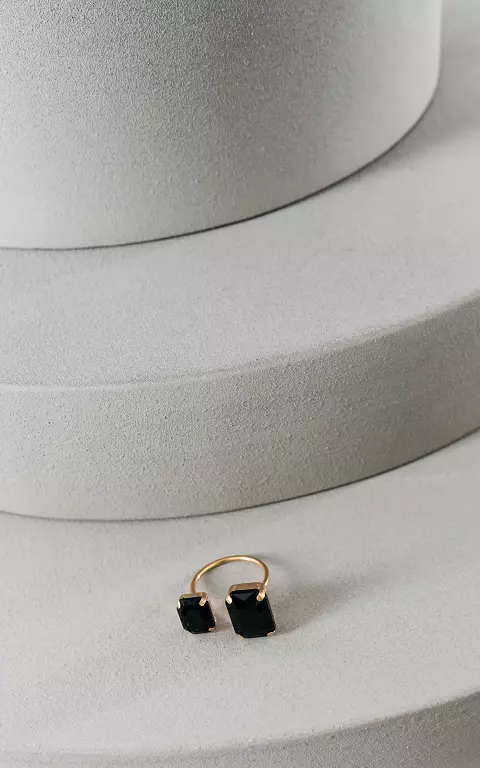 Verstellbarer Ring mit Steinchen schwarz