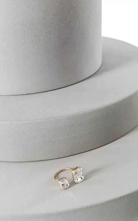 Verstellbarer Ring mit Steinchen silber