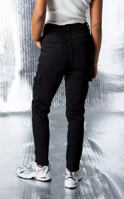 High waist cargo jeans Cosmic zwart