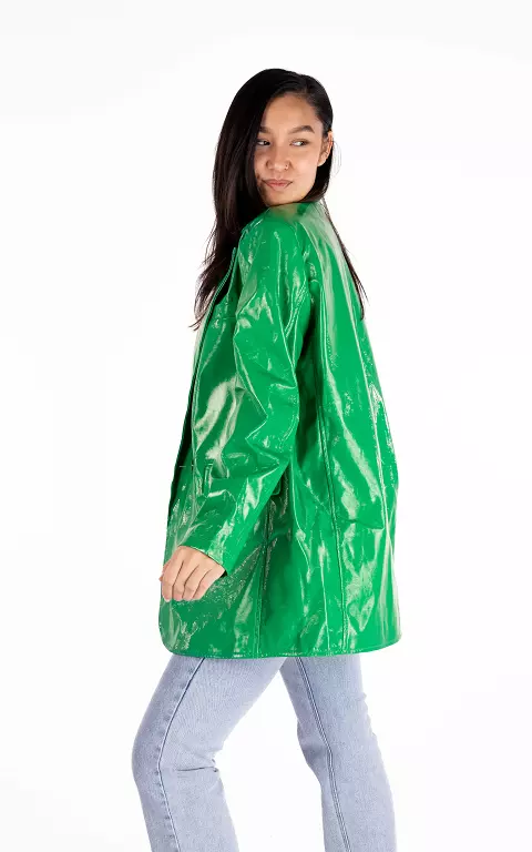 Oversized leatherlook jas groen
