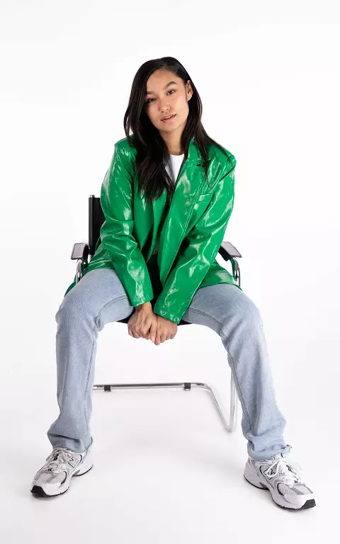 Oversized leather-look jacket green