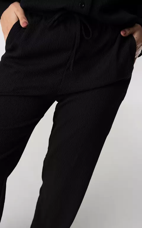 Wide leg pants with tie black