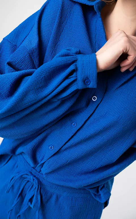 Oversized blouse with buttons cobalt blue