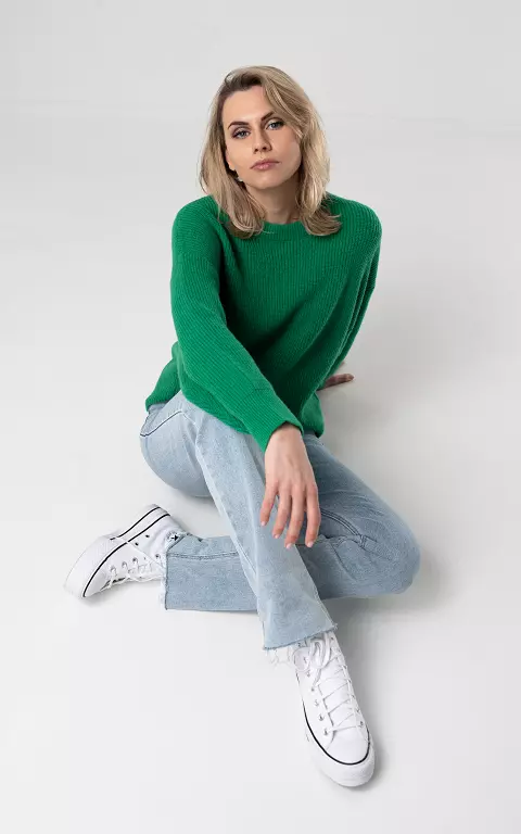 Sweater with round neck green