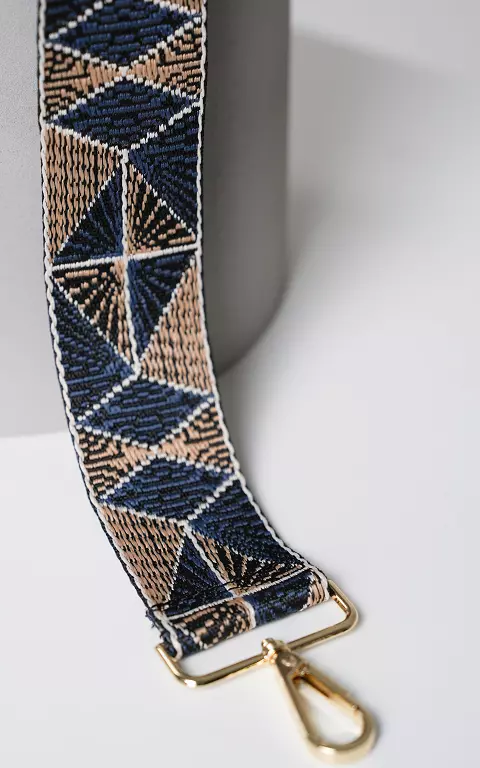 Adjustable bag strap with pattern blue light brown