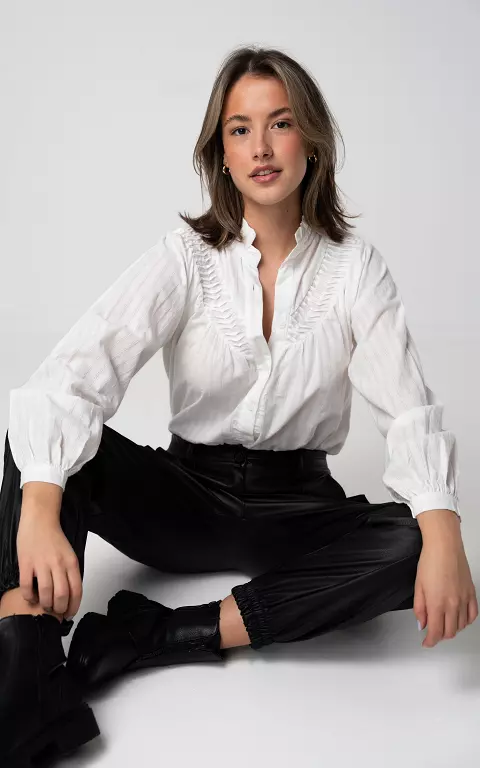 Katoenen blouse met details wit