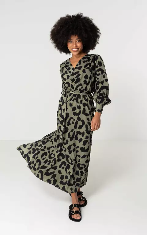 Maxi dress with tie green black