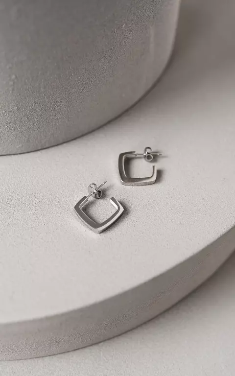 Stainless steel square-shaped earrings silver