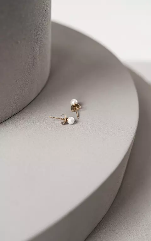 Stainless steel pearl earpins white gold