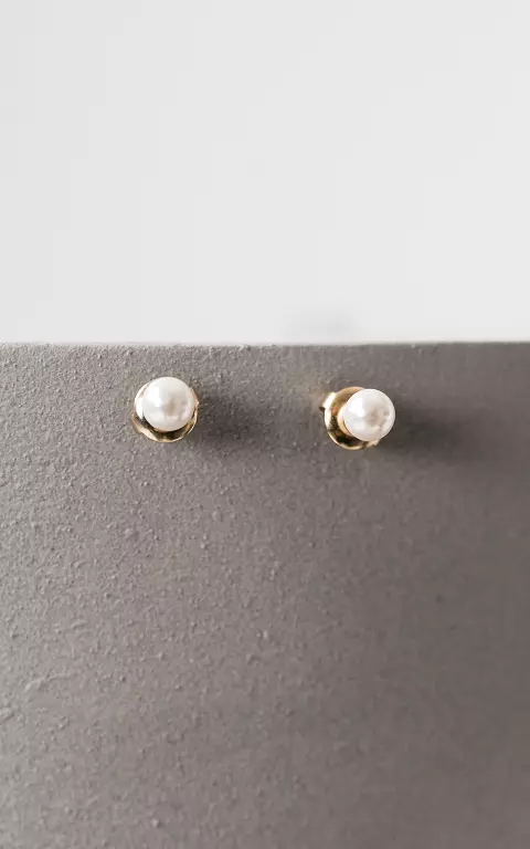 Stainless steel pearl earpins white gold