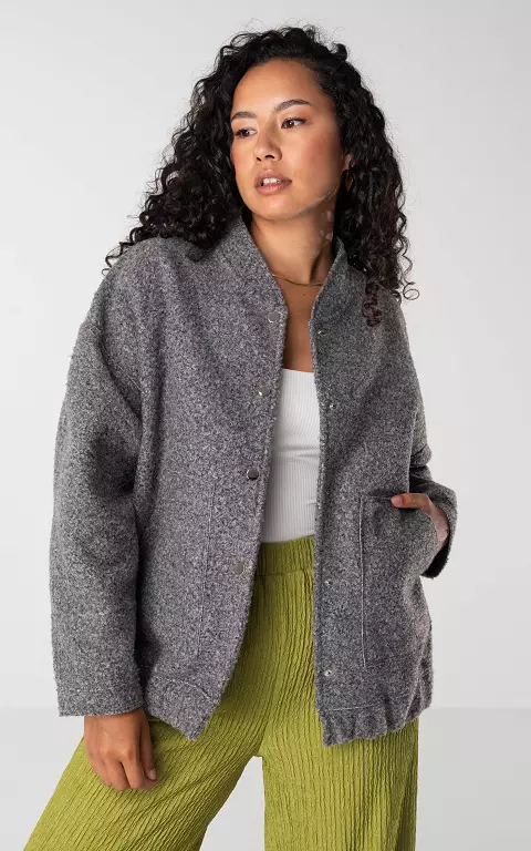Oversized jas met drukknopen grijs