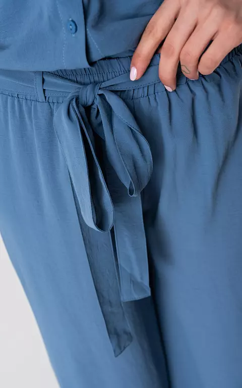 Wide-leg broek met strikdetail blauw