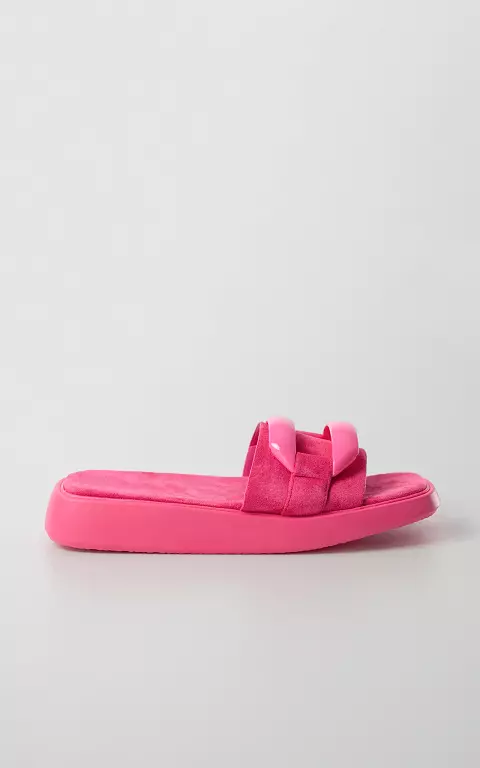 Slippers met gesp roze