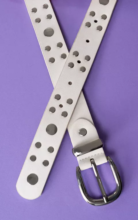 Belt with studs white silver