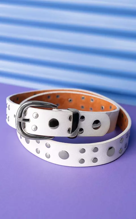 Belt with studs white silver