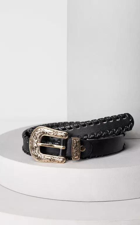 Belt with detailed clasp black gold