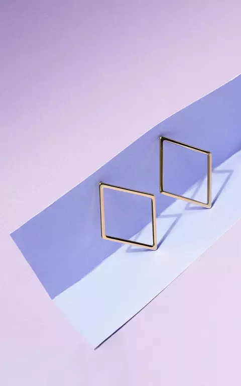 Diamond shaped stainless steel earrings gold