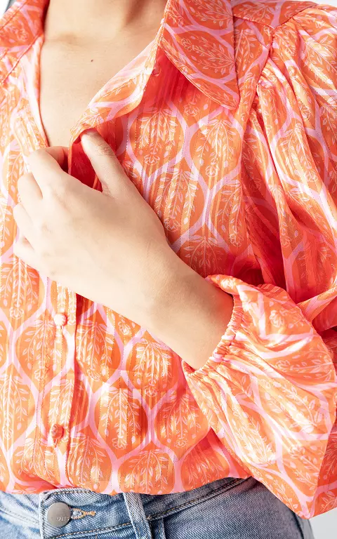 Bluse mit Glitzer-Detail orange hellrosa