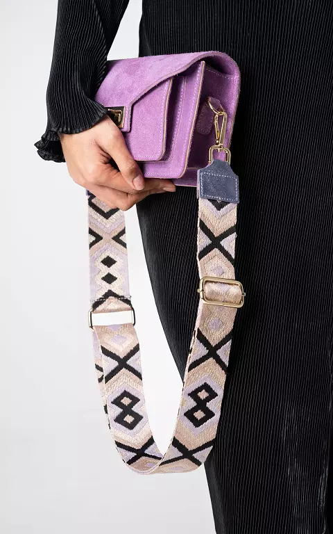 Adjustable bag strap with pattern lilac gold