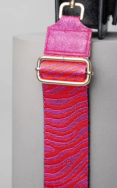 Adjustable bag strap with zebra print pink gold