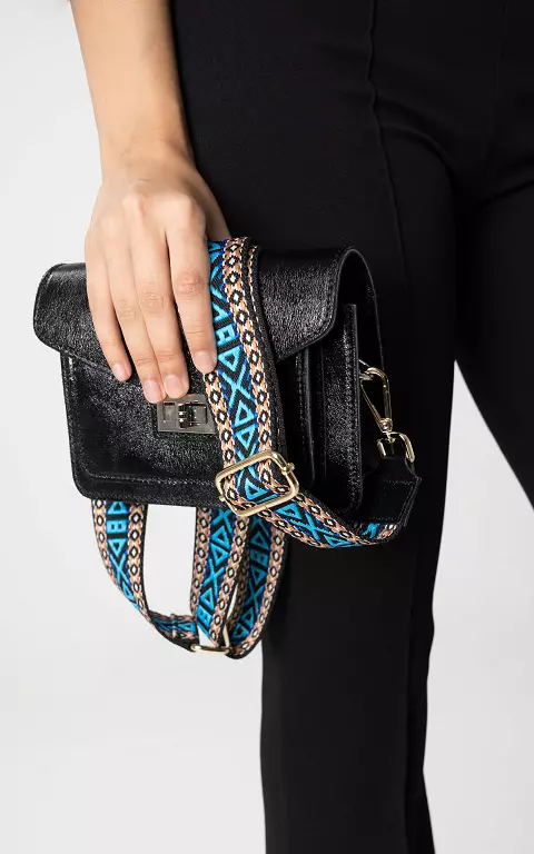 Adjustable bag handle with pattern blue gold
