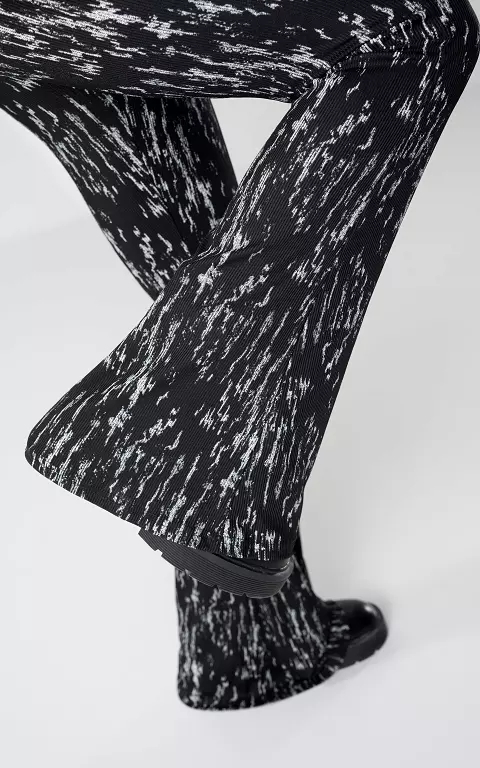Flared broek met elastieken band zwart grijs