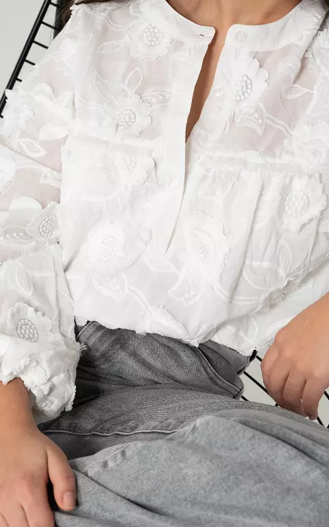 Embroidered blouse with buttons white