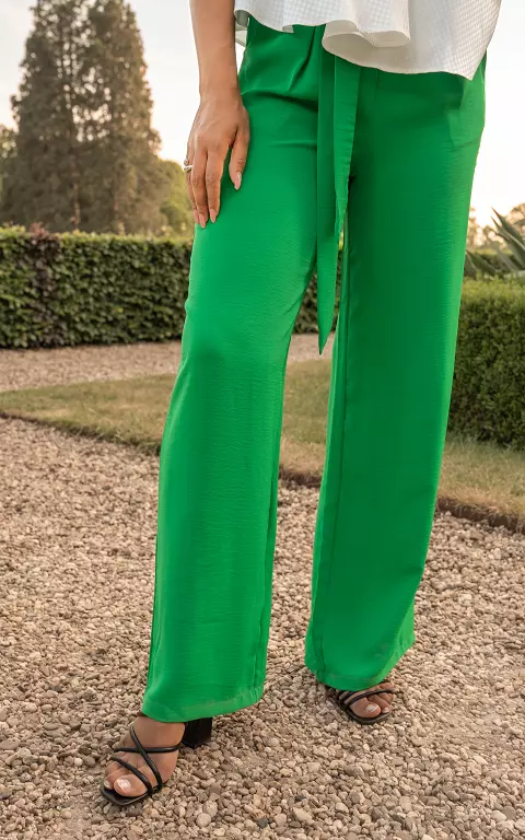 Wide leg pantalon met strikdetail lichtgroen