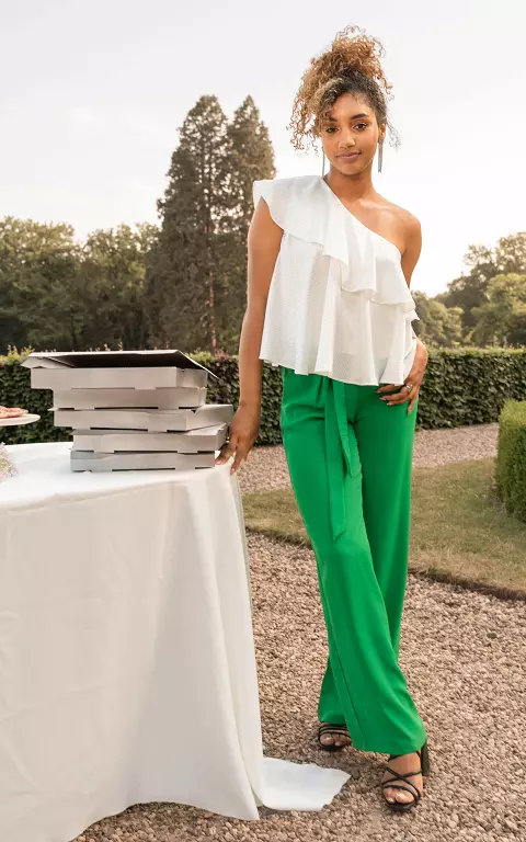 Wide leg pants with tie light green
