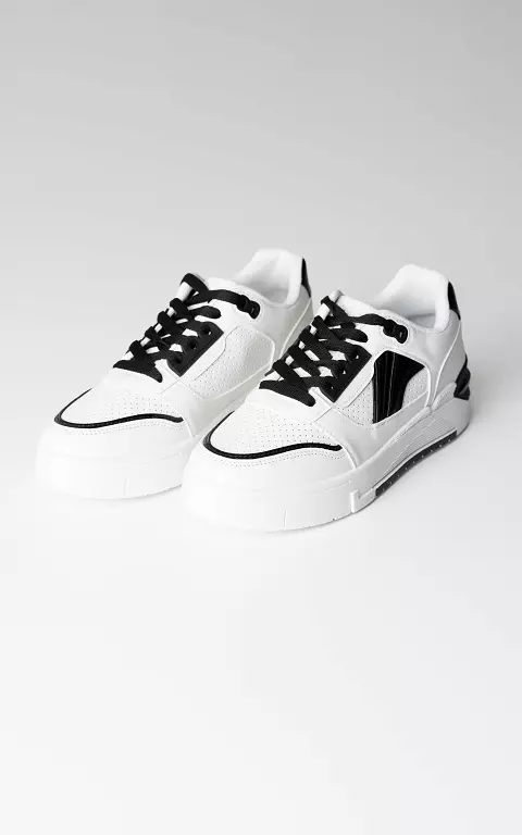 Lace-up sneakers with thick sole white black