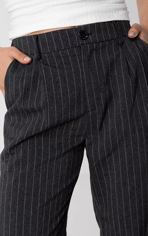 Wide leg pantalon met krijtstreep donkergrijs