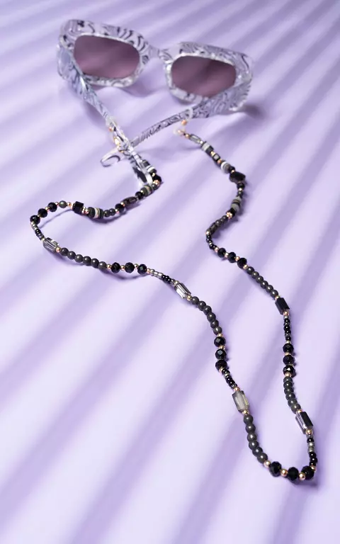 Brillenkette mit verschiedenen Perlen schwarz