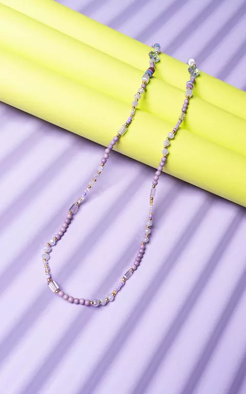 Brillenkette mit verschiedenen Perlen lila
