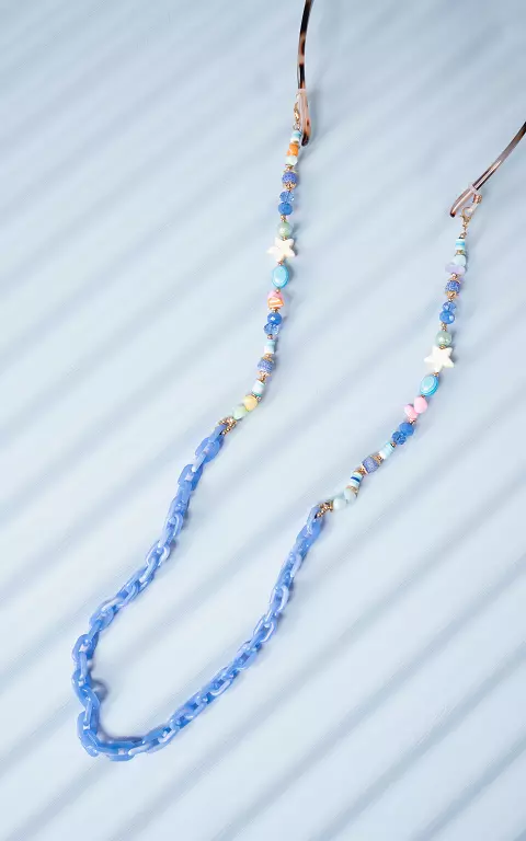 Sunglass cord with beads and charms blue