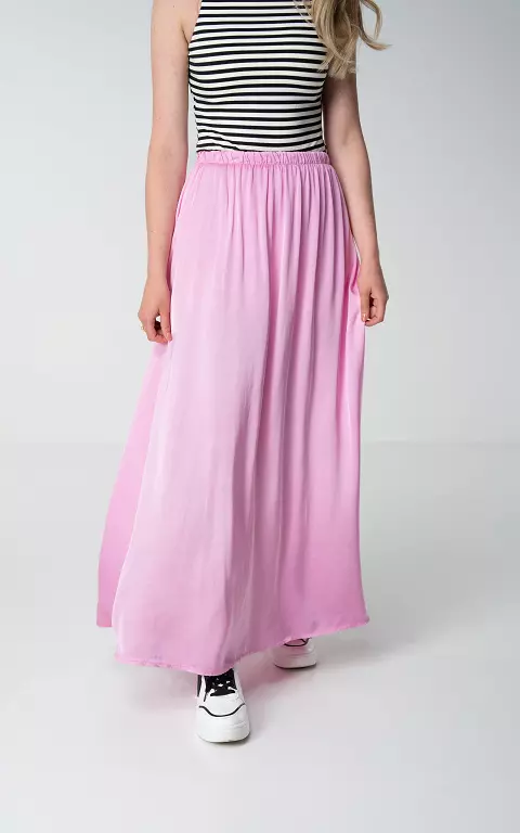 Satin-look maxi skirt light pink