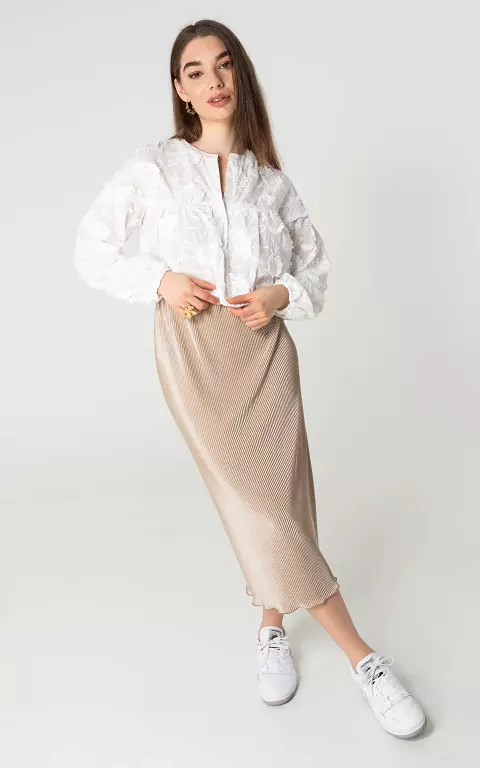 Plissé skirt with elasticated waistband champagne