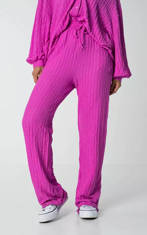 Wide leg broek met strikdetail paars