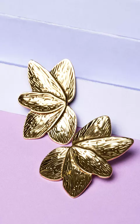 Flower earrings of stainless steel gold