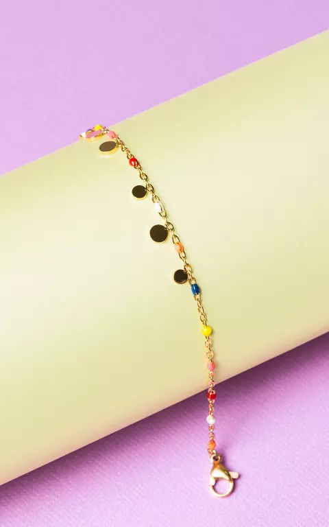Gold-coloured ankle bracelet with beads gold multicolor