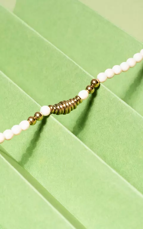 Adjustable bracelet with beads  gold beige
