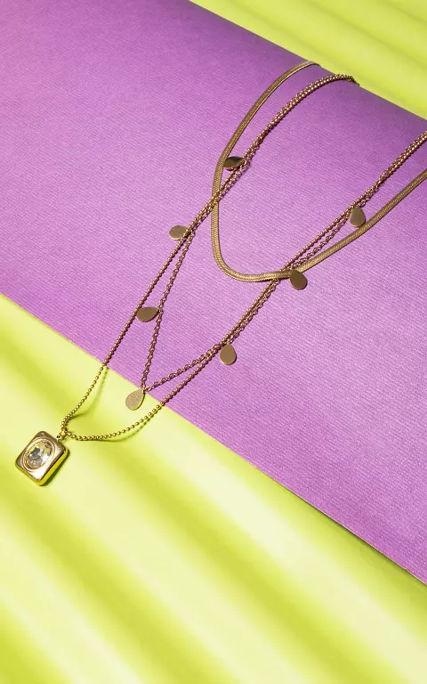 Adjustable 3-layer necklace from stainless steel gold silver