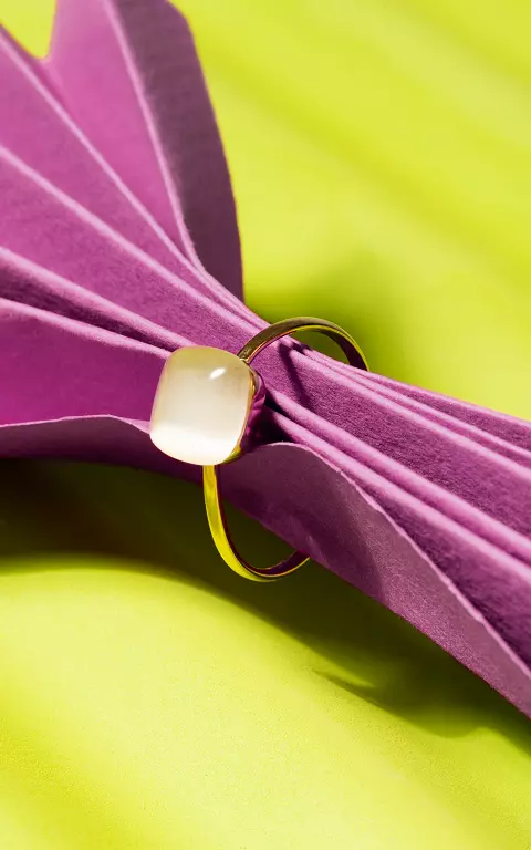Größenverstellbarer Ring mit Stein gold weiß