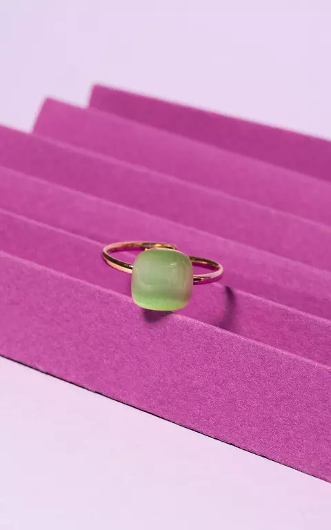 Größenverstellbarer Ring mit Stein gold hellgrün