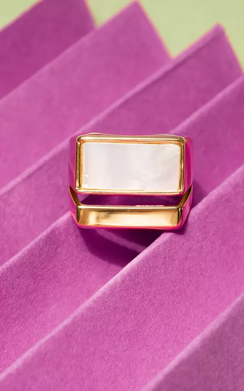 Ring mit Perlmutt-Stein gold weiß
