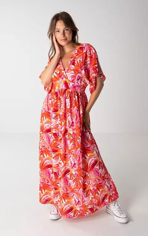 Maxi Kleid mit Print pink orange