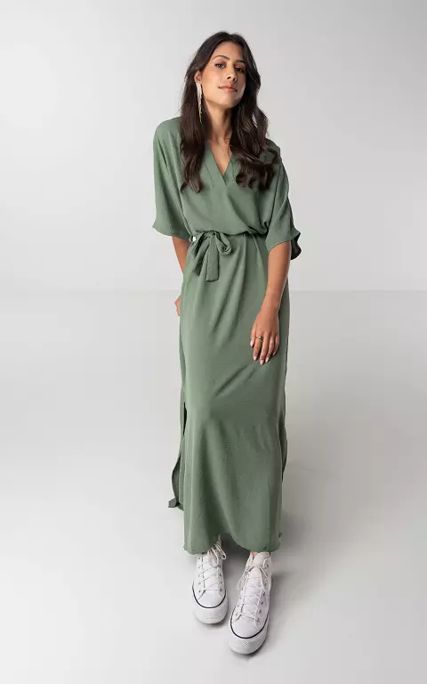 Maxi jurk met v-hals groen