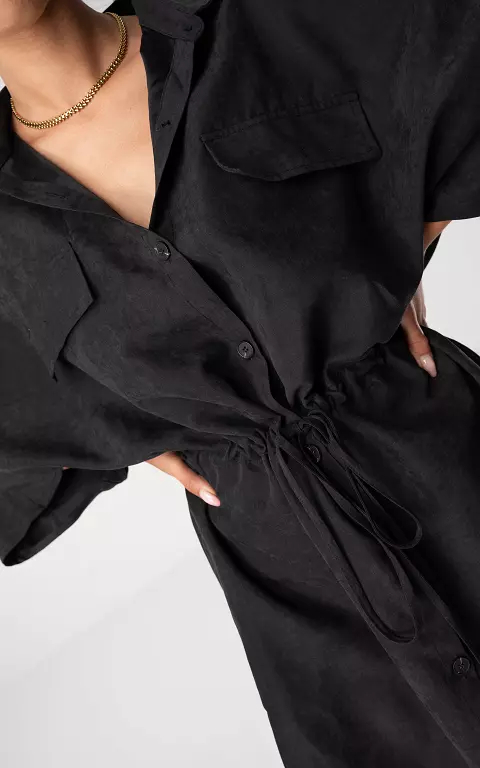 Blouse dress with waist tie black
