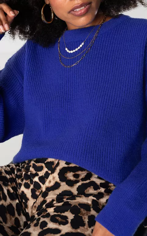 Pullover mit Rundhalsausschnitt kobaltblau