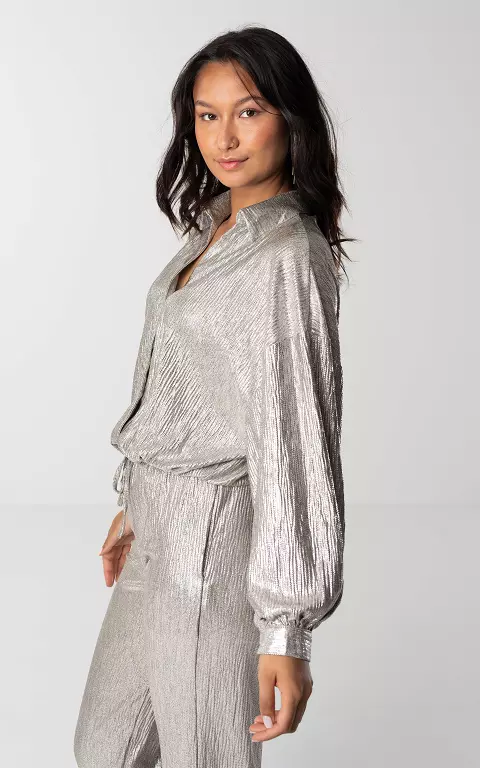 Oversized metallic blouse with buttons 